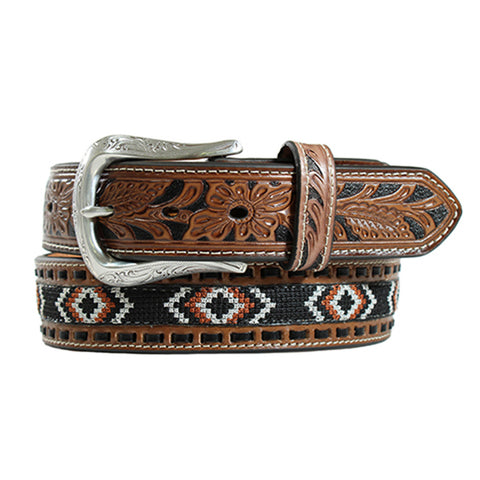 Nocona Men's Buck Lace Black & Brown Western Belt