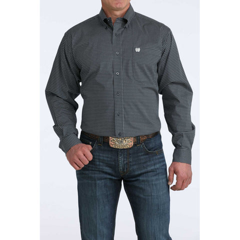 Cinch Men's Navy Geometric Print Long Sleeve Shirt