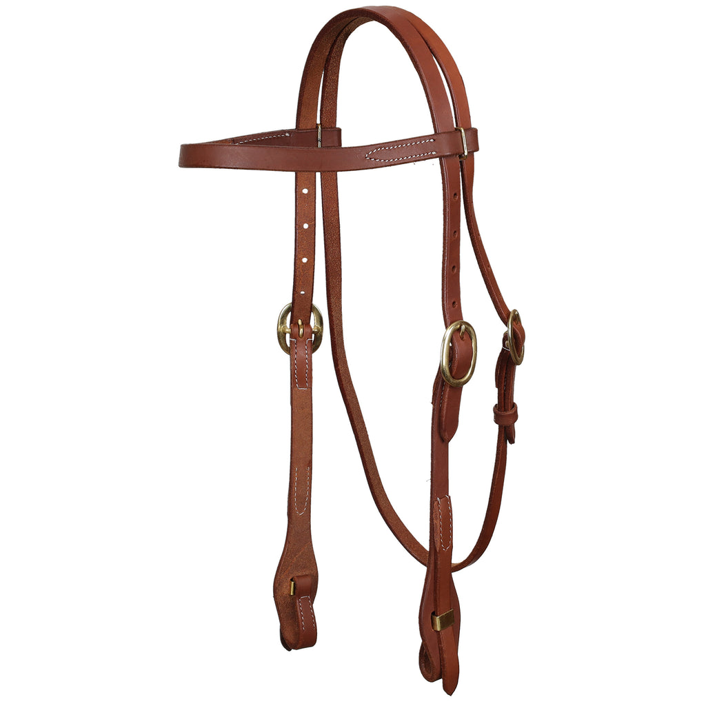 Full view of Showman Argentina Cow Leather & Brass Browband Headstall