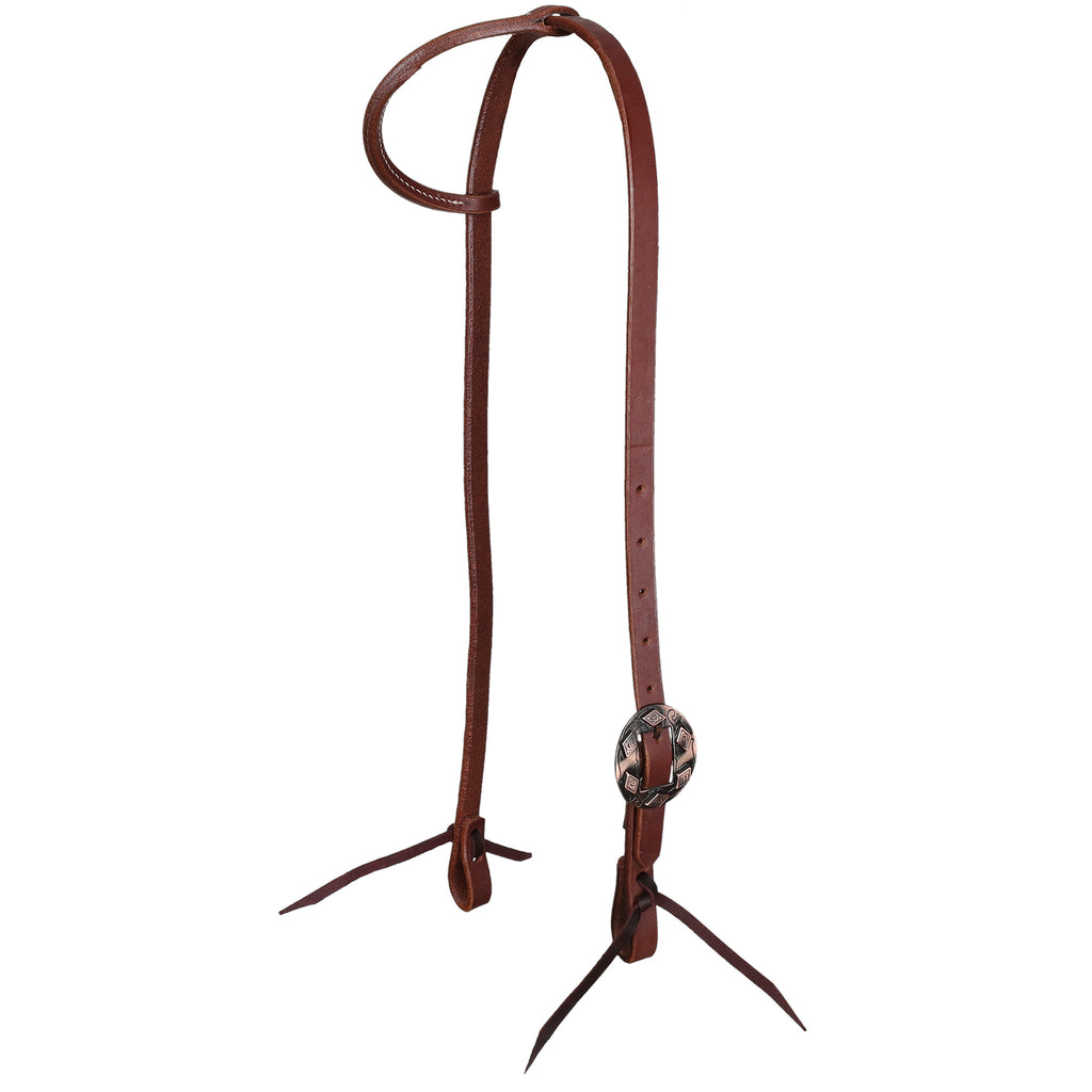 Full view of Showman Diamond Argentina Cow Leather One ear Headstall 