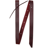 Full view of leather tie strap 