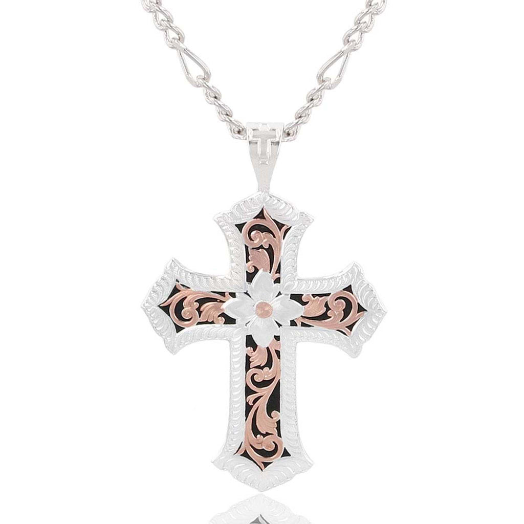 Rose Gold Scalloped Cross Necklace