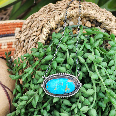 Sonoran Gold Oval Stone on a Sterling Silver Handmade Chain