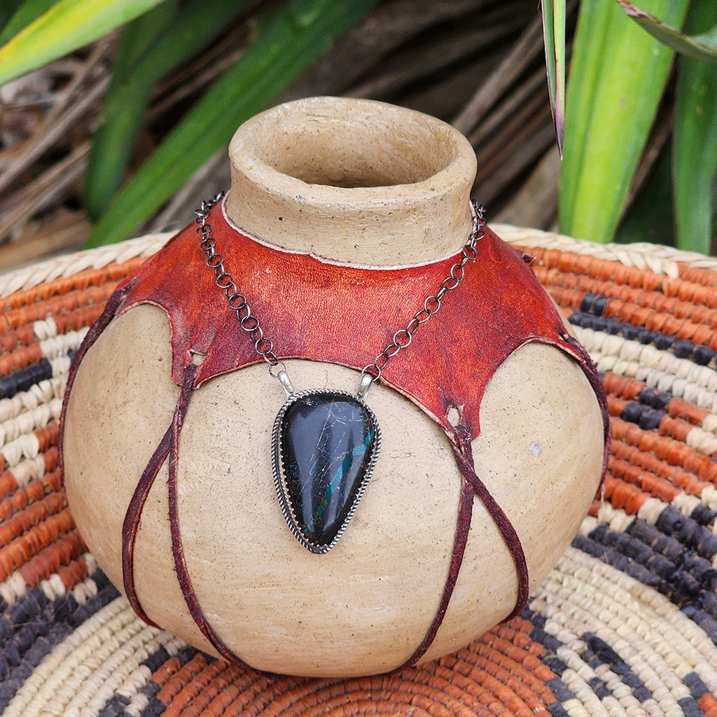 Handmade necklace with a large Blue Moon Stone. made by Tia Long