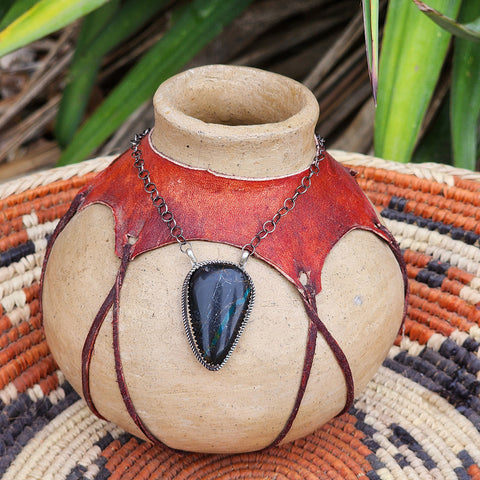 Handmade necklace with a large Blue Moon Stone. made by Tia Long