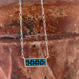 Multi Stone Sterling and Kingman Turquoise Bar Necklace 
