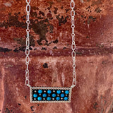 Multi Stone Sterling and Kingman Turquoise Bar Necklace 