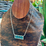 Multi Stone Sterling and Kingman Turquoise Bar Necklace 