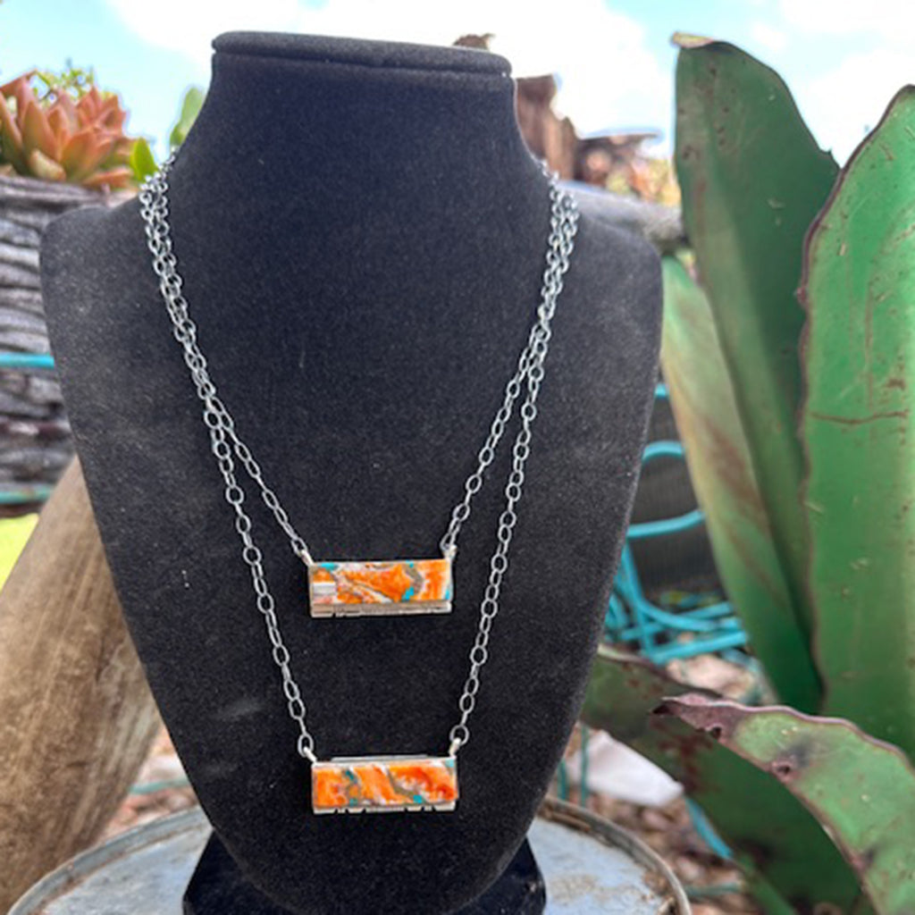 Spiny Turquoise Bar necklace 