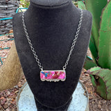 "T3" Pink Dhalia Bar Necklace