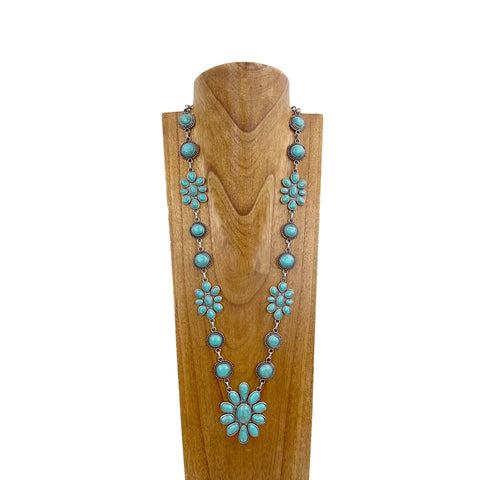 Full view of Large Turquoise Stone Necklace 