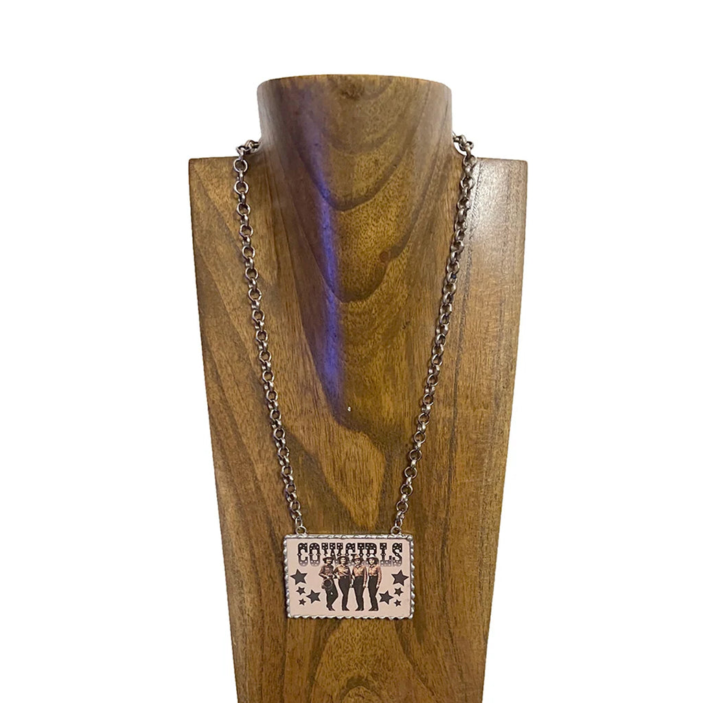 Full view of Large Cowgirls Cameo Chain Necklace 