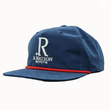 Navy Snapback with White Embroidered R Watson Boots and Red Rope Detail