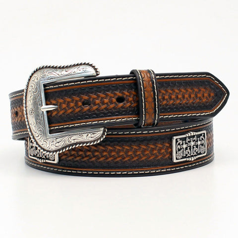 Nocona Men's Embossed 3 Cross Concho Belt