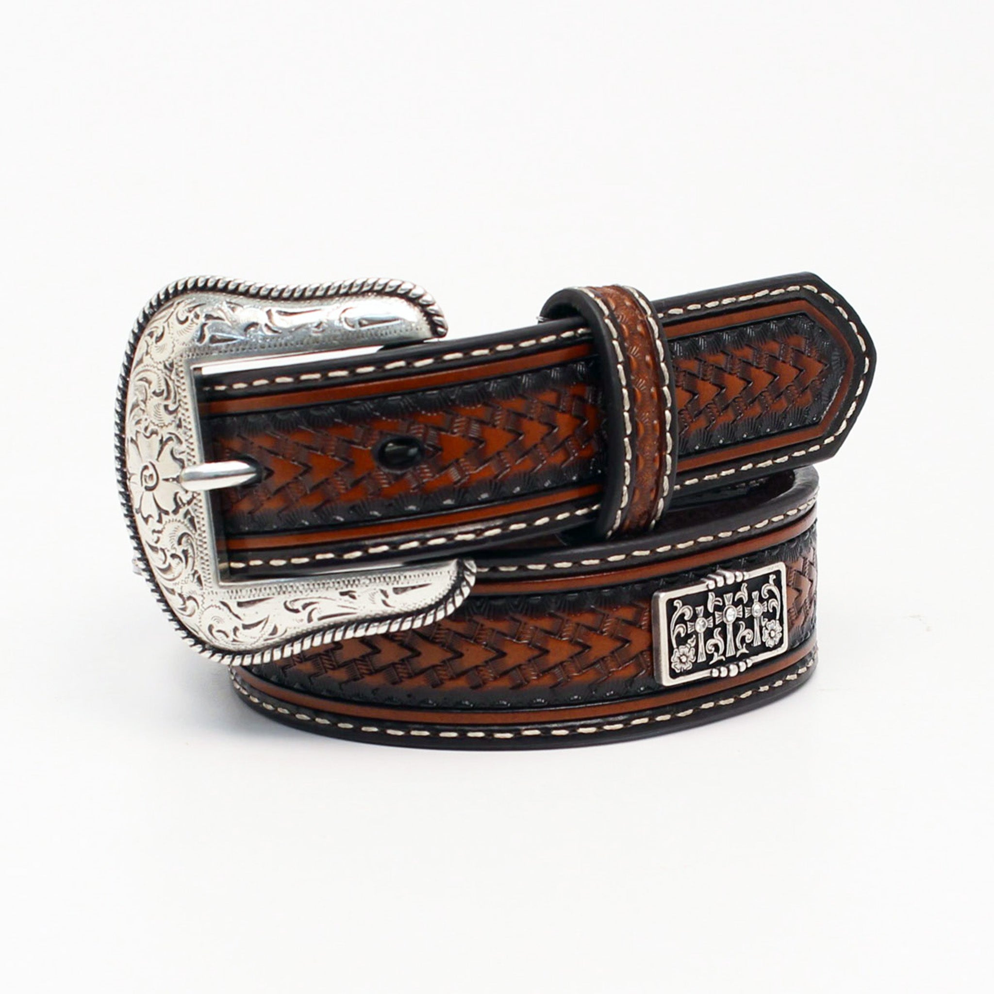 Nocona Western Concho Belt in Dark Brown and Silver Nocona Men main image 2