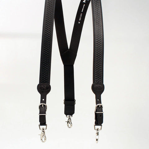 Nocona Men's Black Basket Suspenders