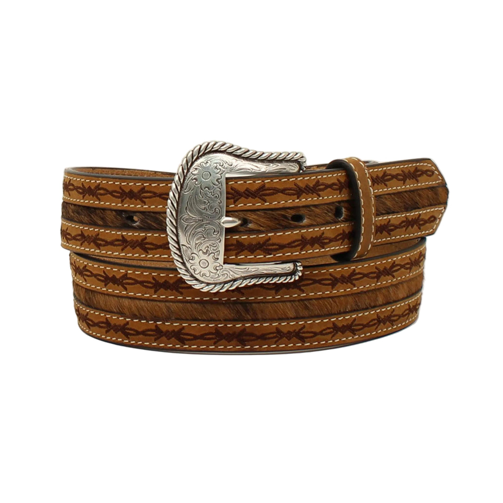 Nocona Men's Brown Leather & Hair Western Belt-Front