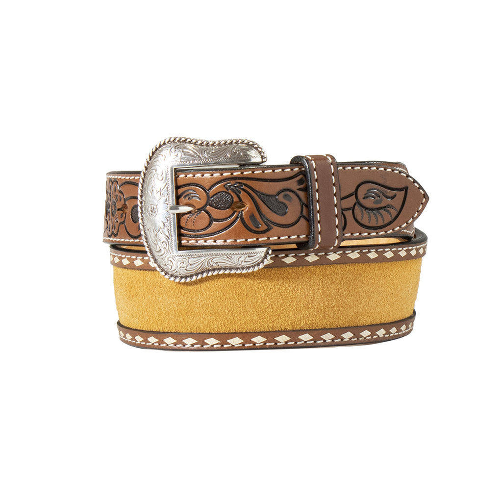 Nocona Men's Brown Roughout Leather Western Belt-Front