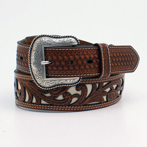 Nocona Men's Brown and Ivory Belt