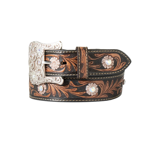 Nocona Women's Floral Tooled Western Belt-Front