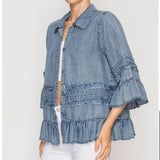 Chambray Ruffle Detailed Jacket