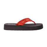 Red Boot Stitch Flip Flops photographed from the side to highlight stitching and sole thickness.