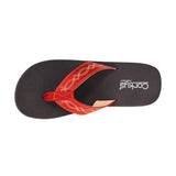 Red Boot Stitch Flip Flops photographed from above to highlight stitching and cushioned footbed.