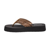 Side view of Saddle Boot Stitch Flip Flops on a white background highlighting the cushioned sole and stitching.