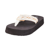 White Boot Stitch Flip Flops with Western‑style stitched straps on a clean background.