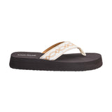 Right Side view of White Boot Stitch Flip Flops highlighting the cushioned sole and Western stitching.
