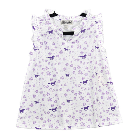 Cowboy Hardware Kid's Purple & White Floral Horse Shirt