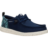Heel to toe side view of Navy Teton Jacquard Wally Funk Shoe