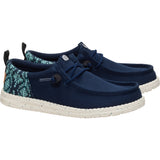 side view of both Navy Teton Jacquard Wally Funk Shoes