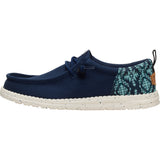 Toe to heel full side view of Navy Teton Jacquard Wally Funk Shoe