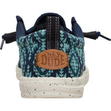 Heel side view of Navy Teton Jacquard Wally Funk Shoe