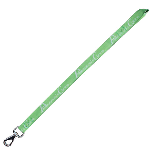 Flat lay of lime green bucket strap.