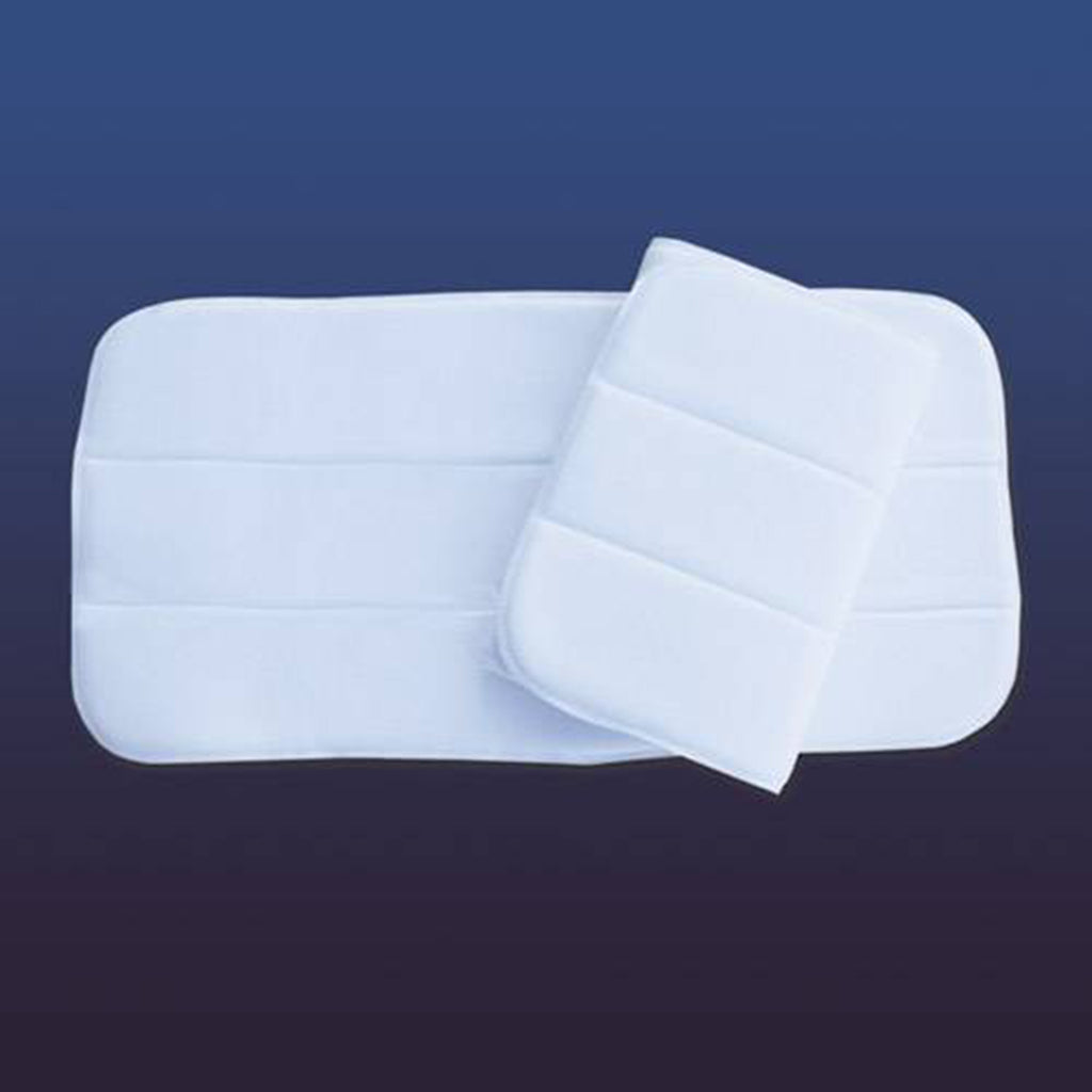 White rectangular fleece wraps on blue back ground.
