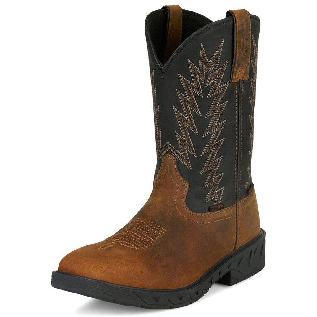 Brown and Black Square Toe Boot