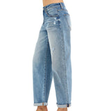 Side view of jeans. 