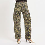 Leopard print slouch barrel jeans. 