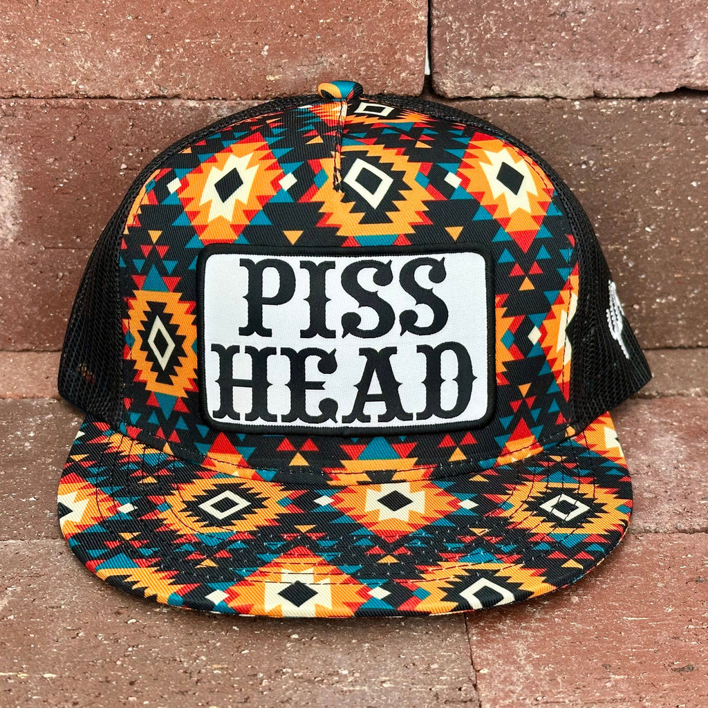Sunburst Aztec Black Snapback Piss Head Patch Cap