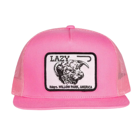 Pink Mesh Snapback with a Bold "Cattle Headquarters" Graphic