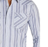 Close up view of chest pockets, they are single point snaps.