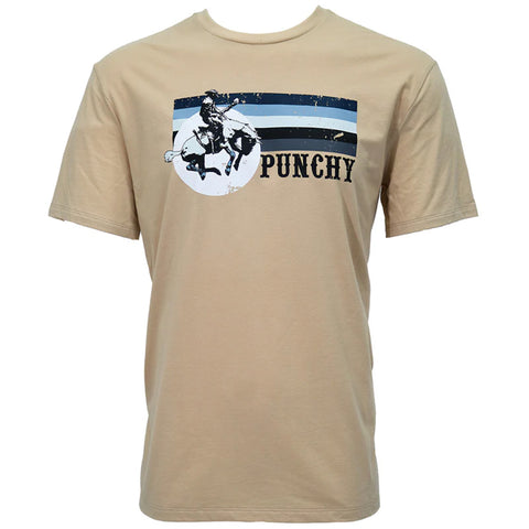Ivory colored tee with Blue/Black/Grey Logo