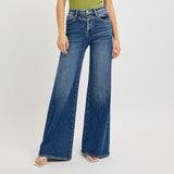 Full frontal view of the jeans, medium wash color.