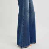 Side view of the bottom of the jeans, wide leg.