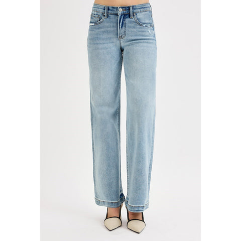Mid Rise Wide Leg Jeans Light Wash
