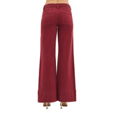Women's Wide leg wine-colored pants with front seam back view