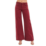 Women's Wide leg wine-colored pants with front seam