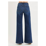 Risen Dark Wash High Rise Wide Leg Jeans